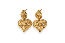 Load image into Gallery viewer, Hammered Heart Drop Earrings