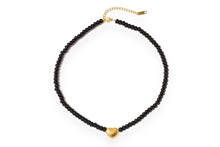 Load image into Gallery viewer, Black Agate Gold Heart Necklace