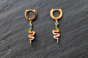 Siga snake earrings | silver & gold