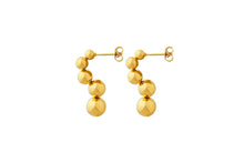 Load image into Gallery viewer, Gold ball long stud earrings