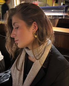 Gold ball long stud earrings