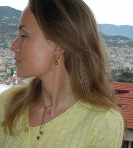 Gold ball long stud earrings