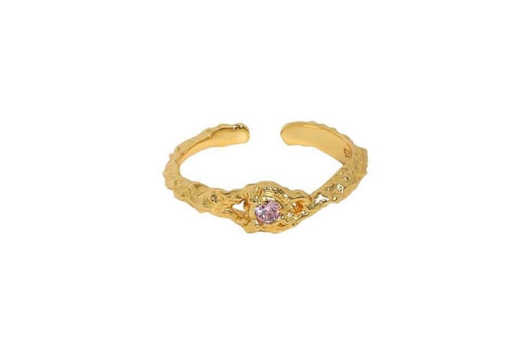Pink stone open ring