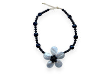 Load image into Gallery viewer, Black Onyx Pearl Flower Pendant Necklace