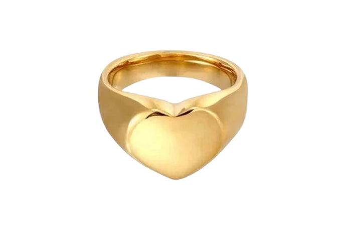 Gold heart signet ring