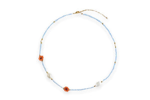 Blue bead flower necklace | limited edition