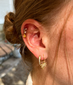 Mini hoop twisted zirconia earrings
