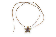 Load image into Gallery viewer, Faux leather string with starfish glass pendant