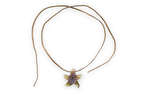 Faux leather string with starfish glass pendant