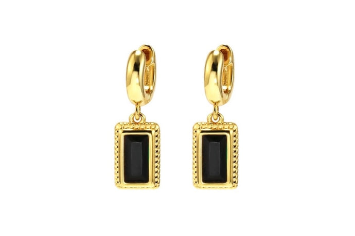 Black onyx pendant earrings