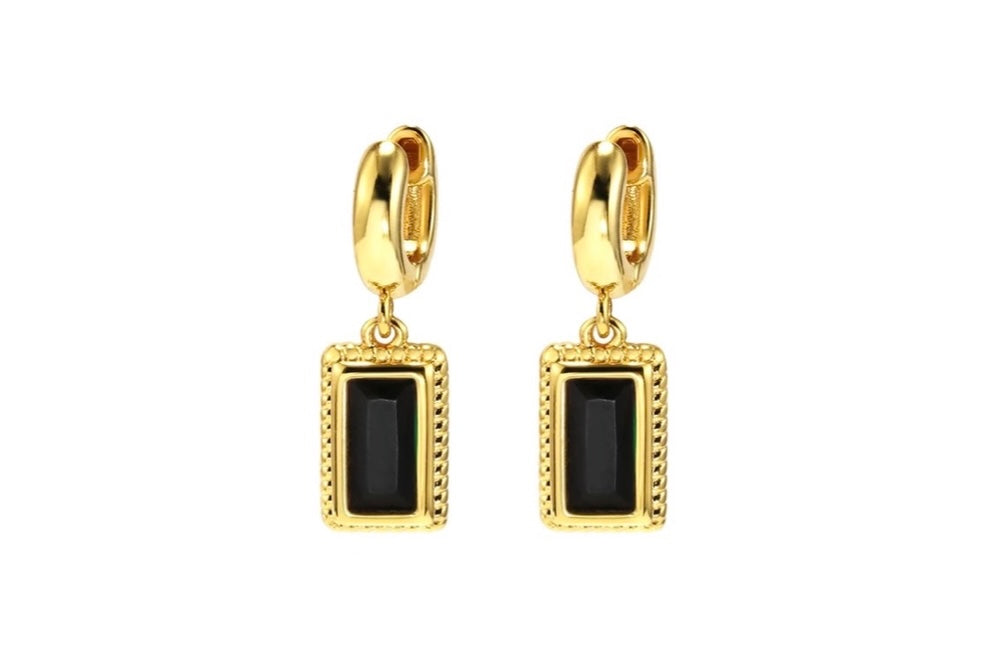 Black onyx pendant earrings
