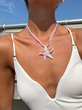 Load image into Gallery viewer, Pink starfish glass pendant with optional necklace