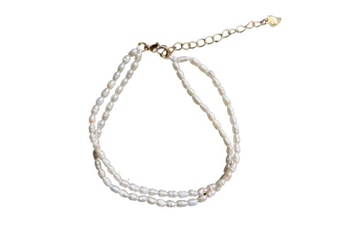 Olga double chain pearl anklet