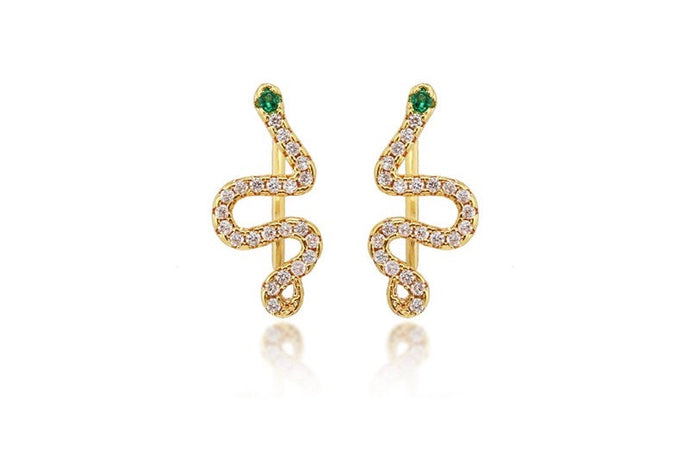 Viga snake earrings | green/white