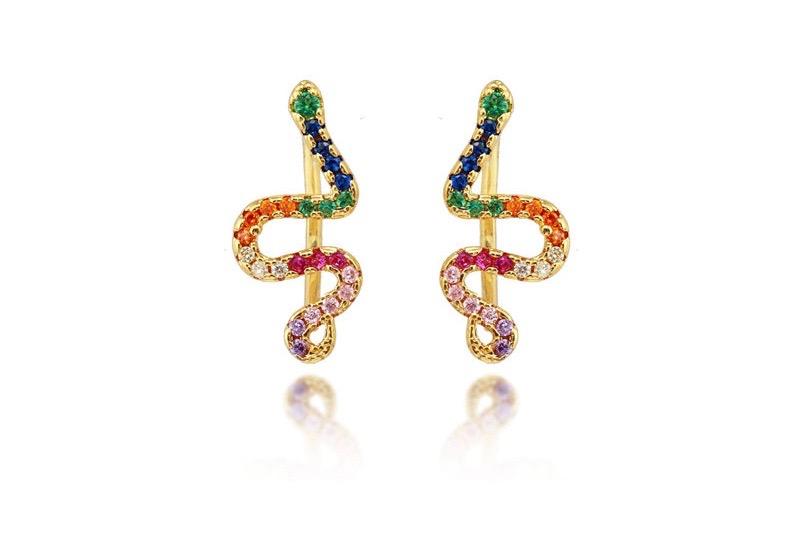 Viga snake earrings | rainbow